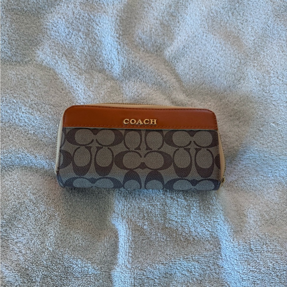 Coach Tan and Gray Signature Wallet